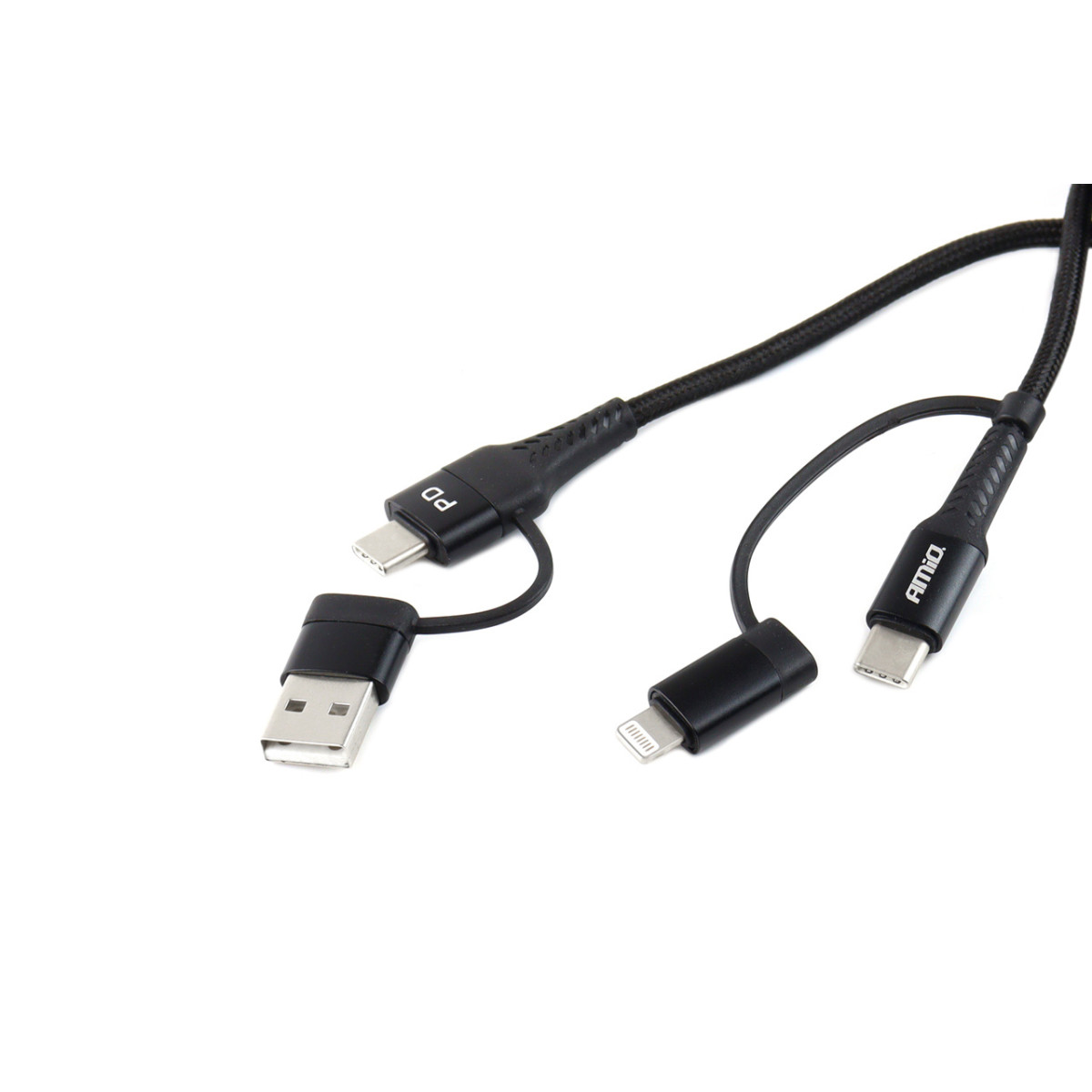 USB-C + Lightning + USB cable 1 m Power Delivery 3in1 AMIO UC-15