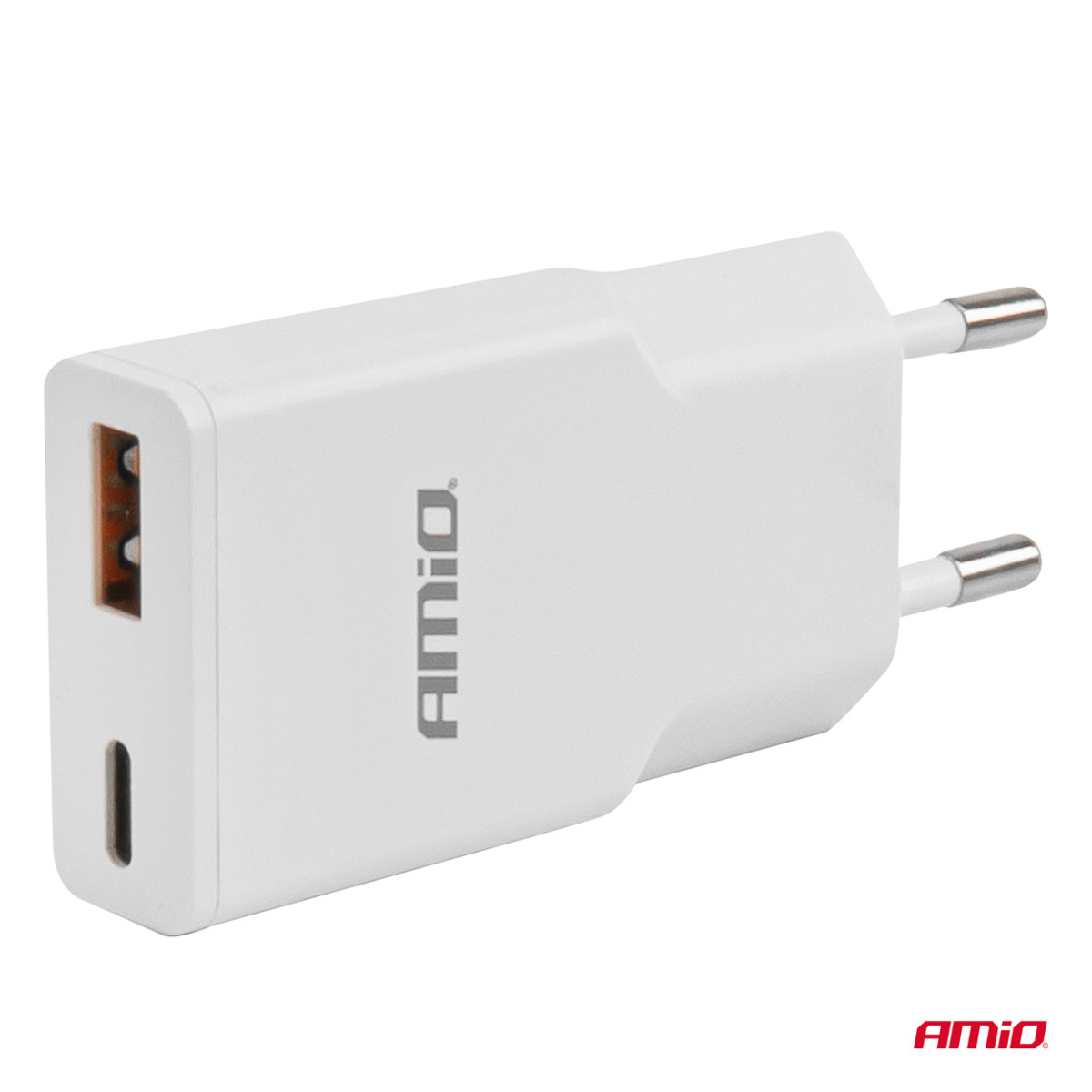 Mains charger 230V 20W GaN USB-C USB-A AMIO-04838