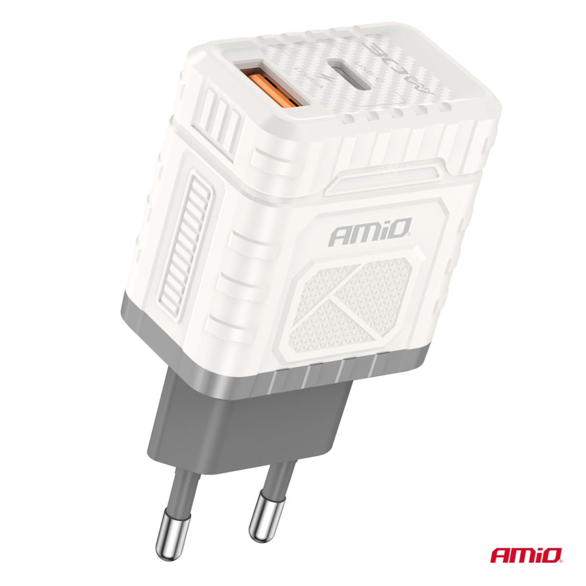 Wall charger Quick Charge GaN 30W USB-A + USB-C AMIO-04286