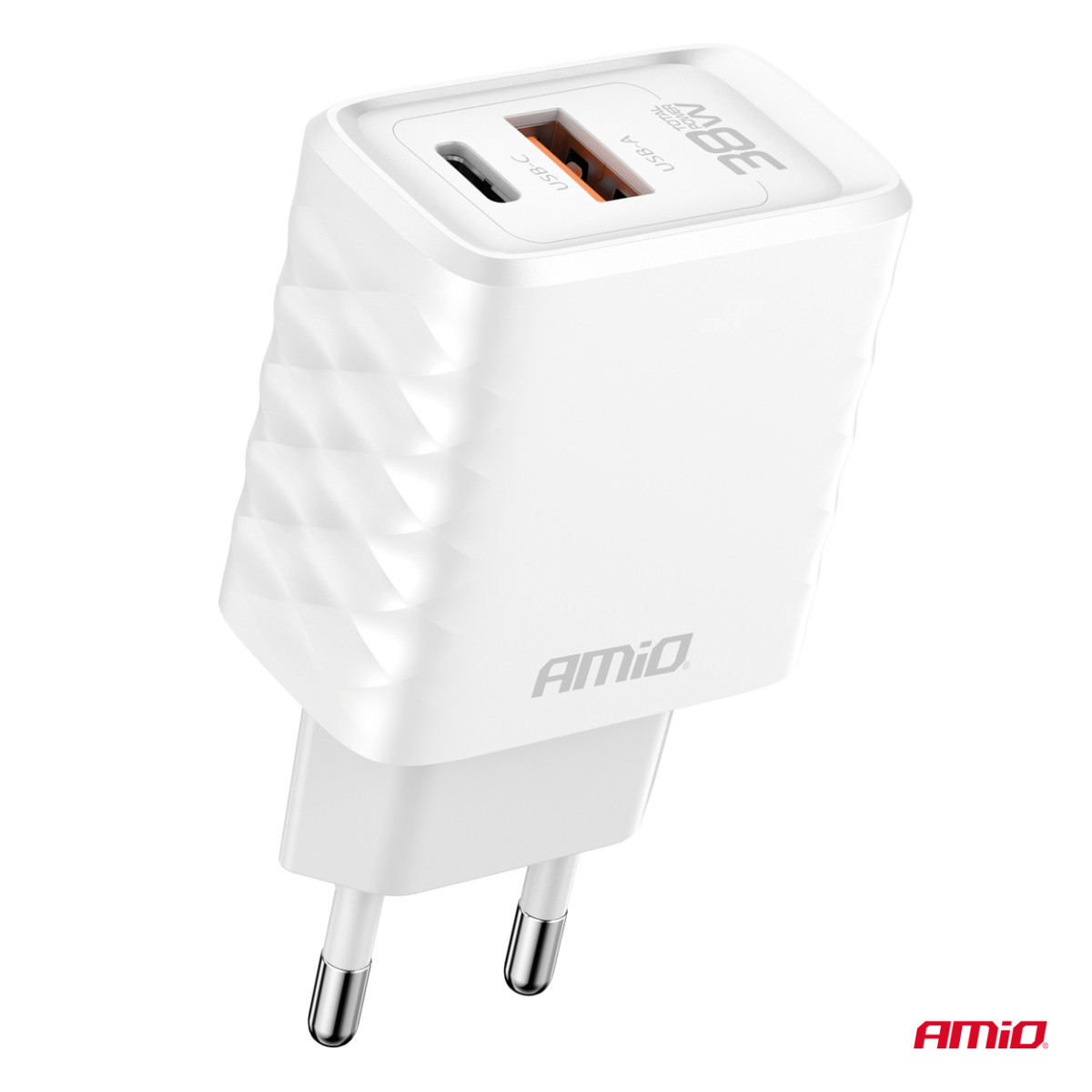 Wall charger Quick Charge GaN 38W USB-A + USB-C AMIO-04287