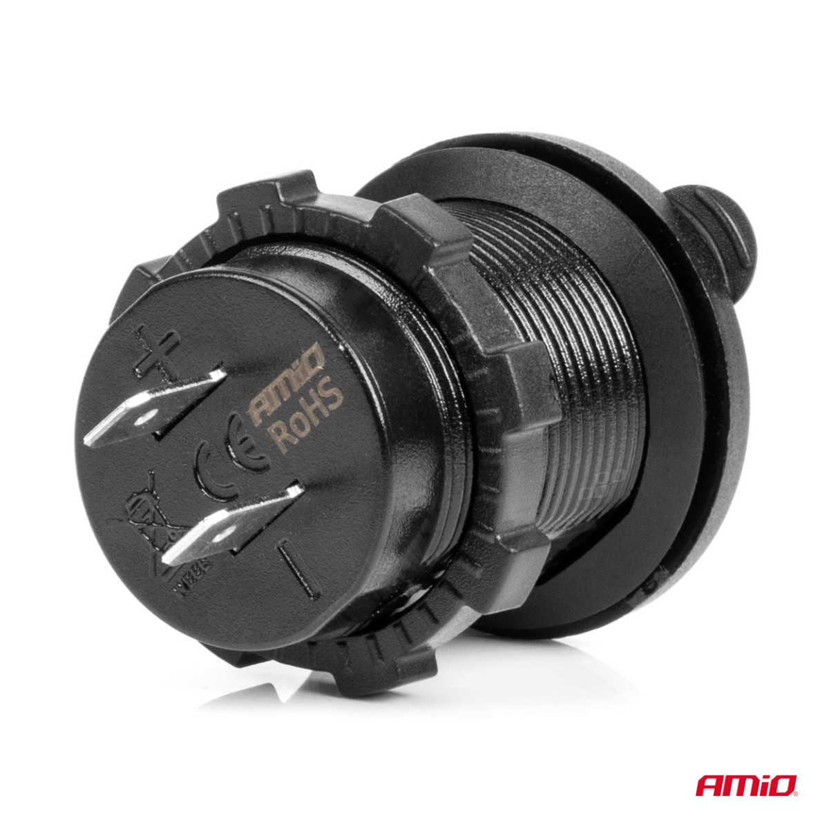 Waterproof phone charger with blue LED indicator 4.2A, 2xUSB 12/24V AMIO-04217