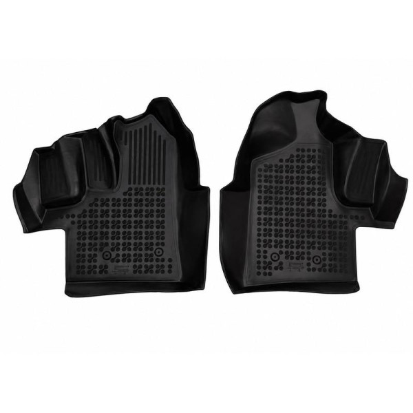 Rubber mats Ford Transit IV 2015-2021 (front, vinyl flooring, Version for the U.S. market, with built-up space under the seats - high-sided floor mats)
