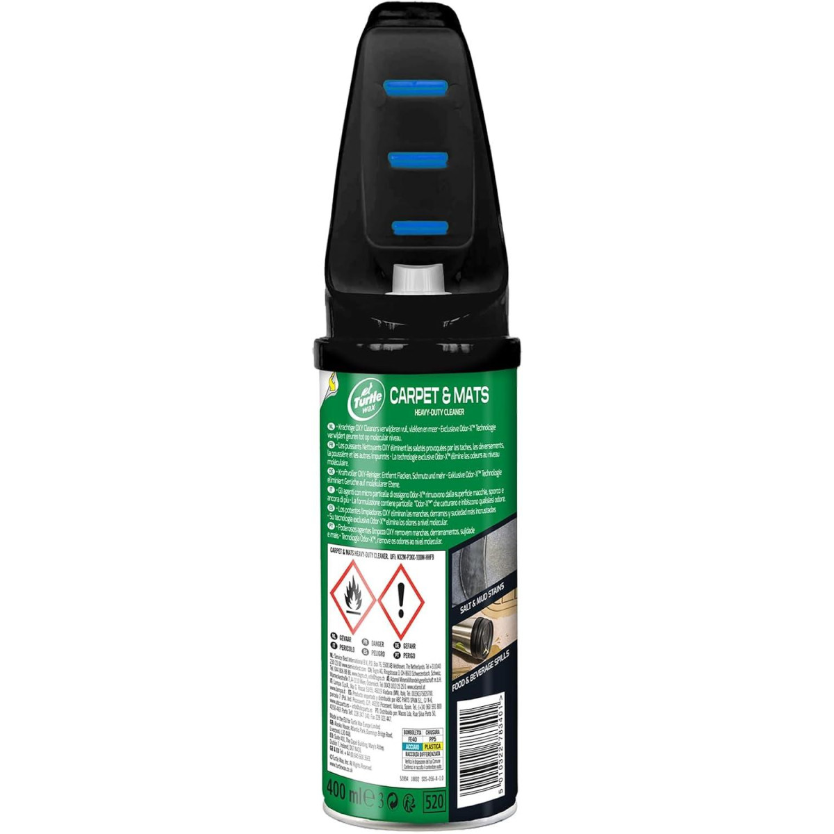 TURTLE WAX Power Out Carpets&Mats + Odor-X, carpet and rug cleaner with odor blocking technology, 400 ml TURTLE WAX Power Out Carpets&Mats + Odor-X, carpet and rug cleaner with odor blocking technology, 400 ml